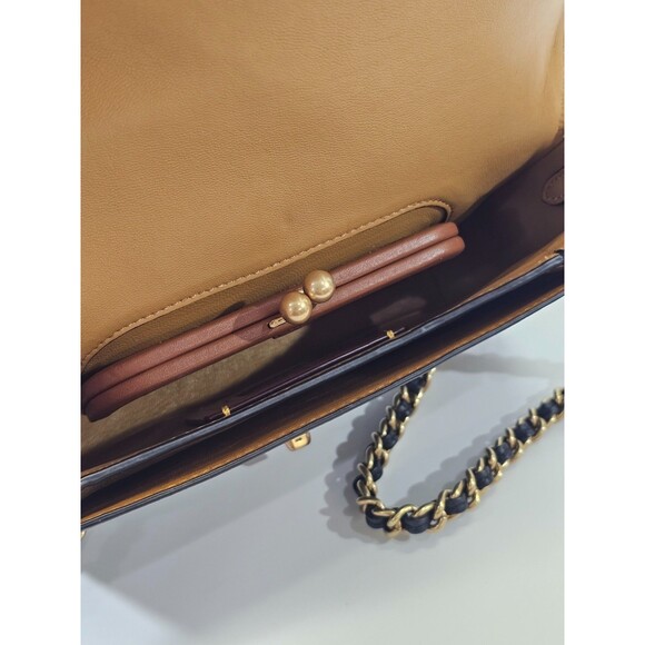 WN Coach Dinky W Quliting And Rivets Black Leather Studded Crossbody Bag Purse - Picture 7 of 12